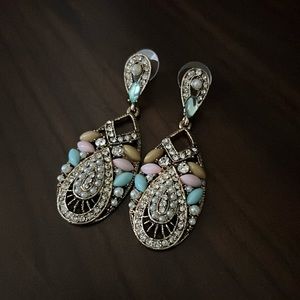 Rhinestone multicolored dangle earrings